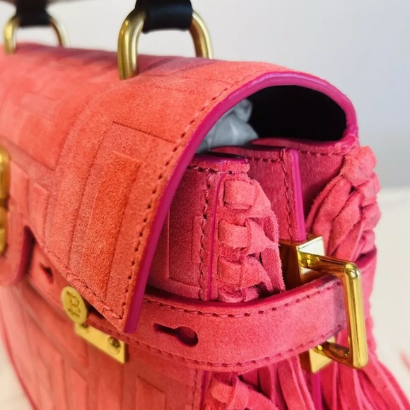Balmain B Buzz 23 Pink Suede Women's Bag - Picture 8 of 9